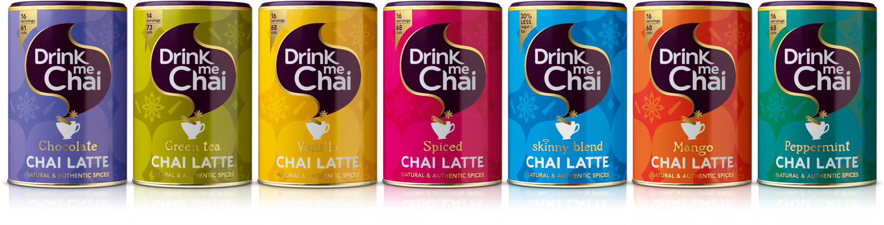 Vsmhr Dmc 250g Range - Drink Me - Chai Latte Mango 250g (1748x479), Png Download