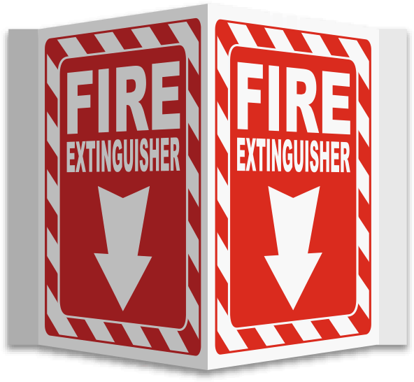 3-way Fire Extinguisher Sign (600x557), Png Download