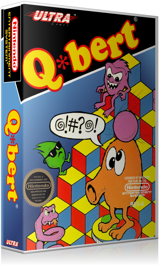 Nes Q Bert Retail Game Cover To Fit A Ugc Style Replacement - Mighty Bomb Jack [nintendo Nes] (800x960), Png Download