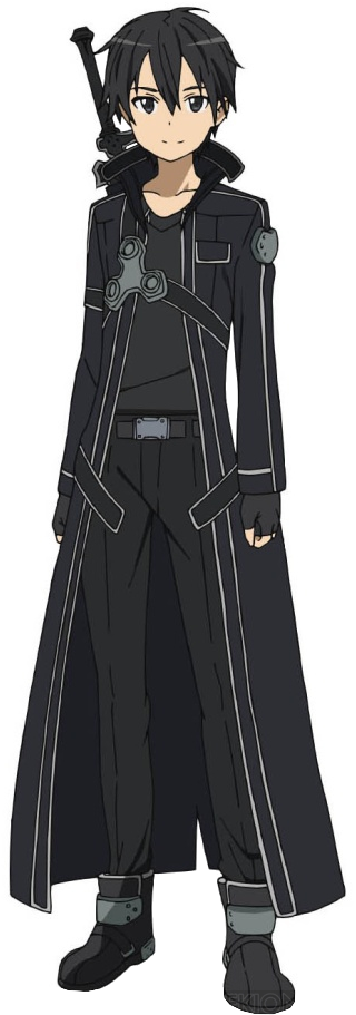 Sword Art Online Character Popularity Poll 2015 Official - Kirito Full Body Drawing (342x946), Png Download
