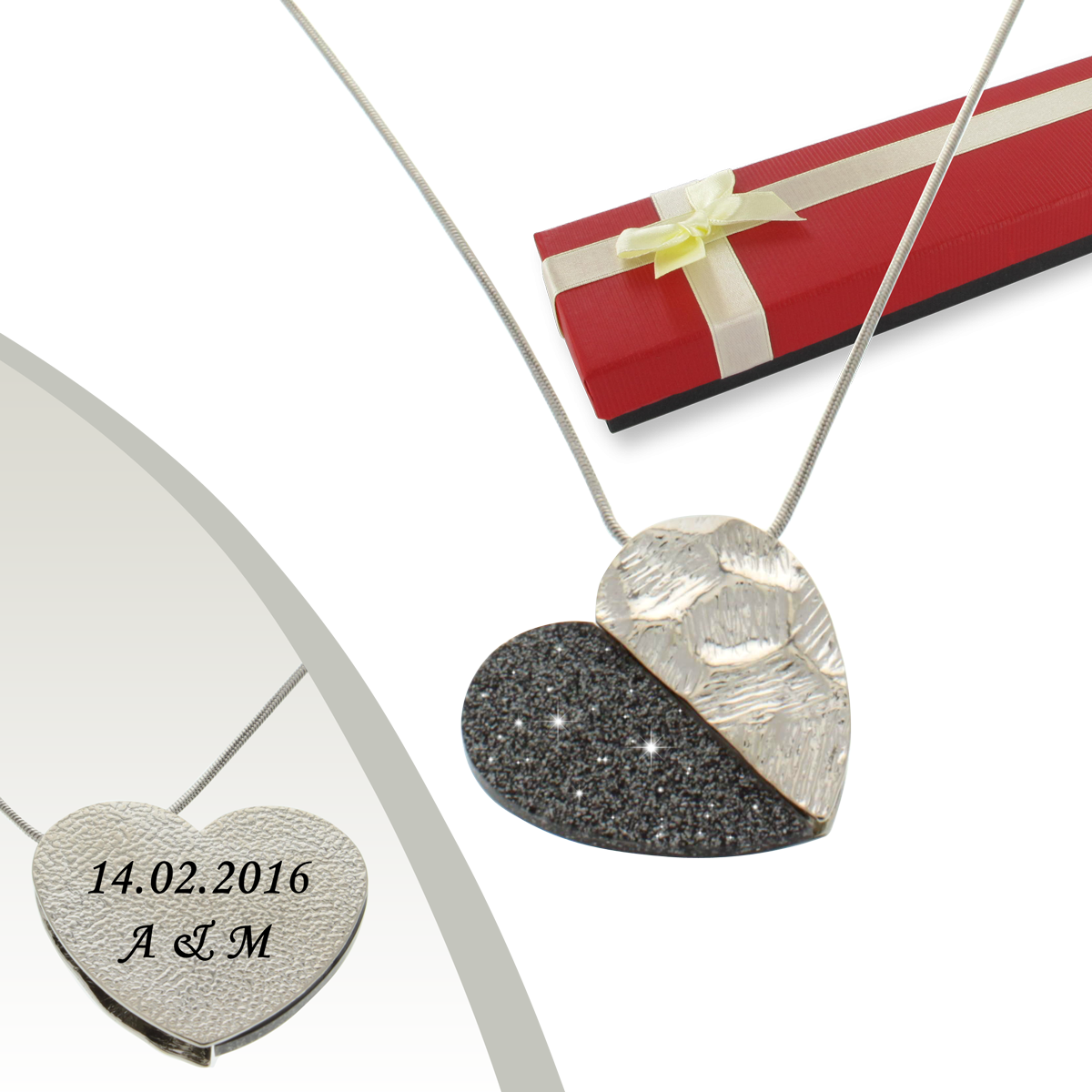 Elegant Heart Necklace Engraved - Personalisierbare Kette Love With Hope Mit Drei Anhängern (1200x1200), Png Download