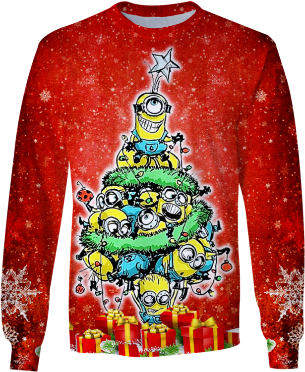 3d Minion Christmas Tshirt - Sweatshirt (800x799), Png Download
