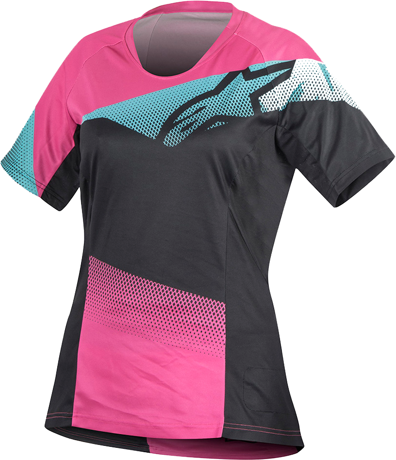 Alpinestars Stella Mesa Short Sleeve Jersey Black - Alpinestars Stella Mesa Ss レディース自転車シャツ ブラック/ローズ Xs (1200x1200), Png Download