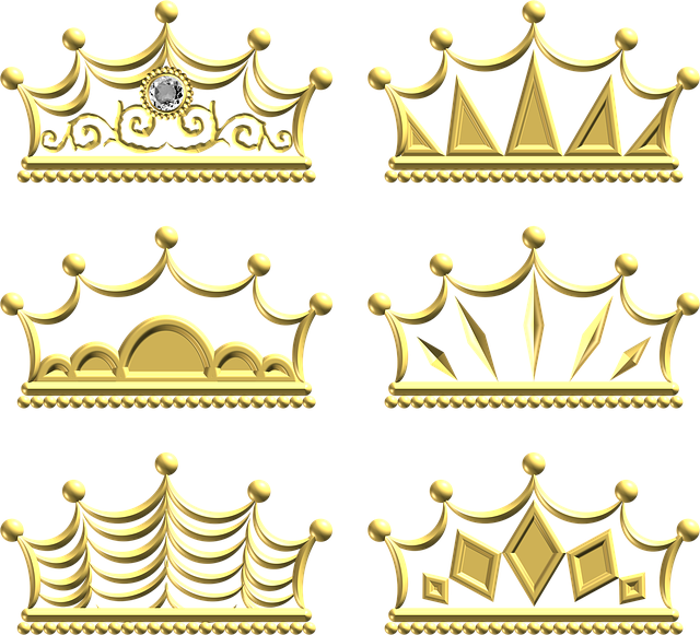 Gold, Crown, Ornate, Metal, Ornament, Decoration, Set - Gold (640x581), Png Download