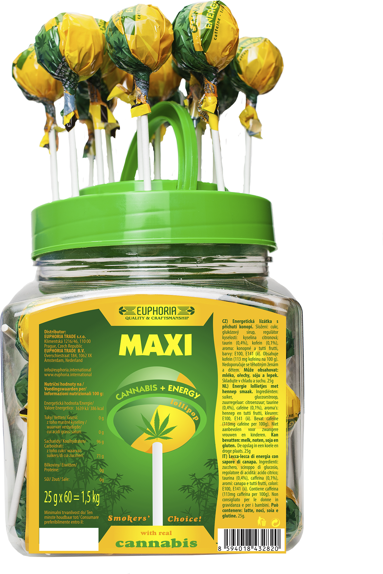 Cannabis Energy Maxi Lollipops Jar - Lizak Cannabis Energy (2000x2000), Png Download