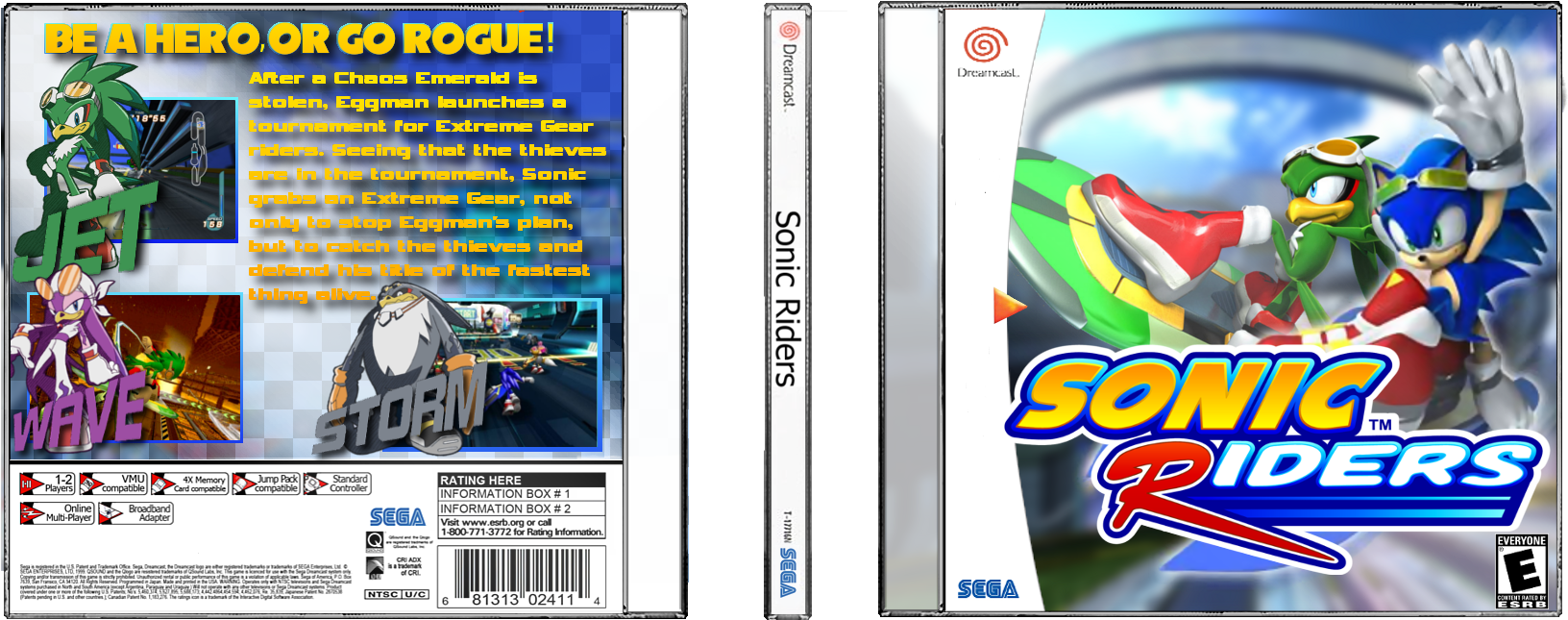Comments Sonic Riders - Sega Dreamcast Front Template (1712x764), Png Download