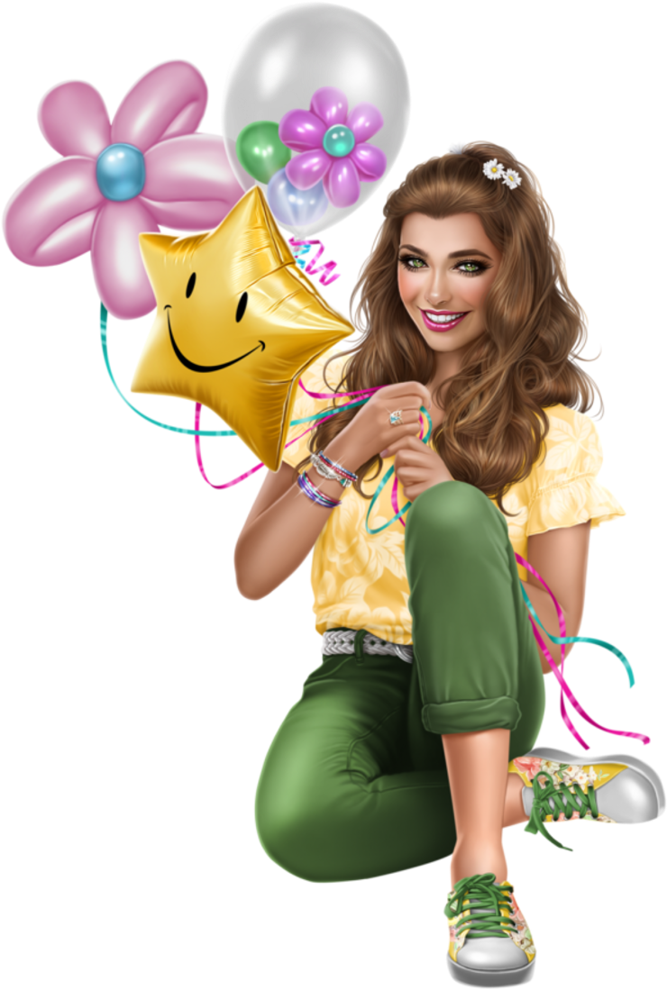 Balloons-1 - Cartoon (800x1126), Png Download