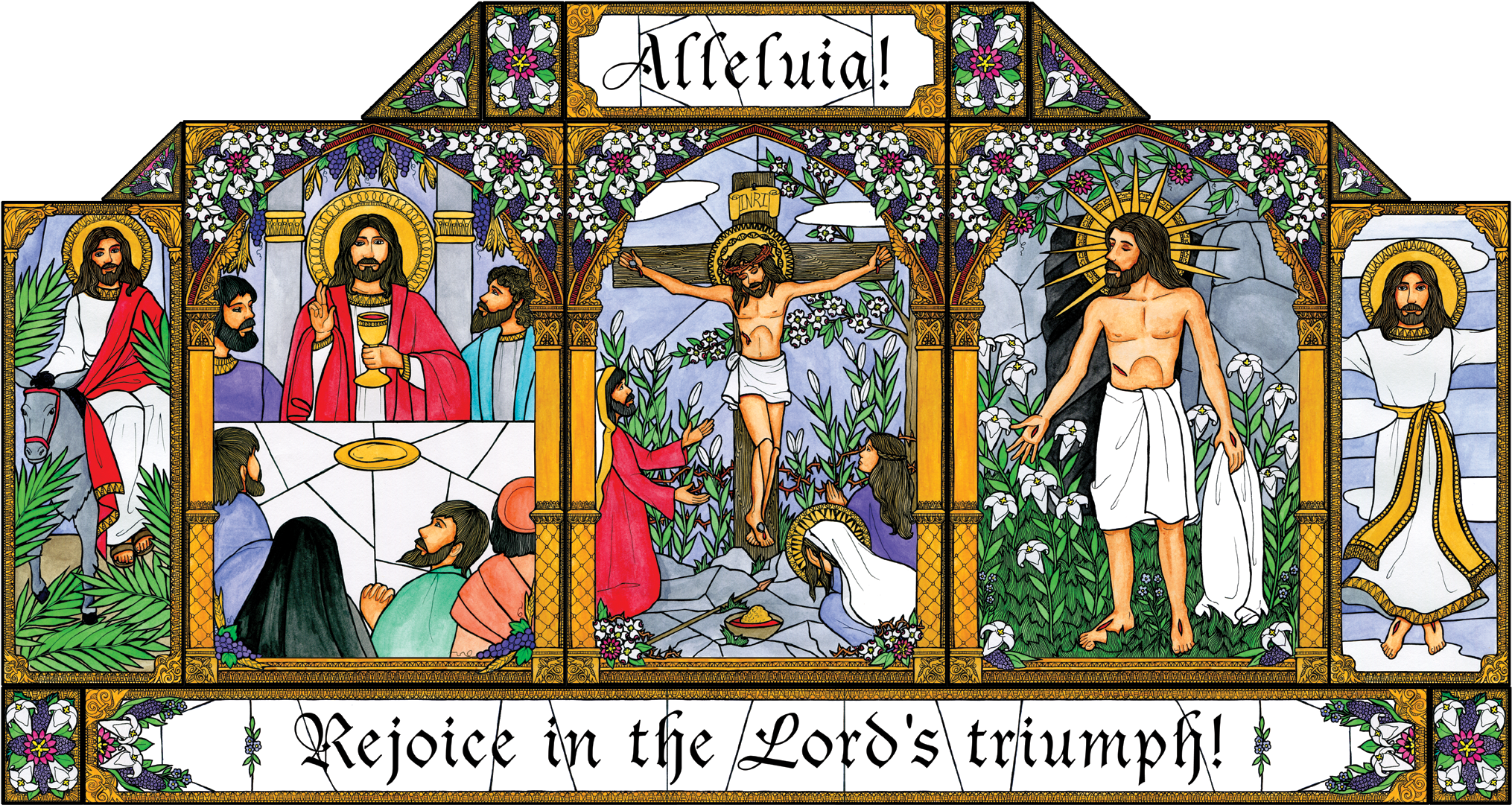 Easter Resurrection Stained Glass (2052x1116), Png Download