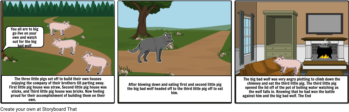 The Three Little Pigs - Big Bad Wolf (1164x385), Png Download