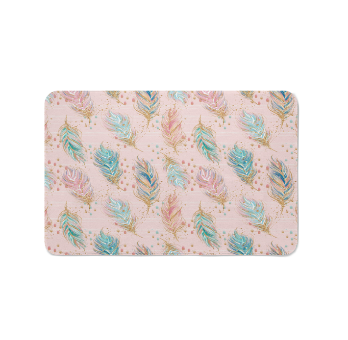 Boho Feather Bath Mat - Wallet (709x700), Png Download