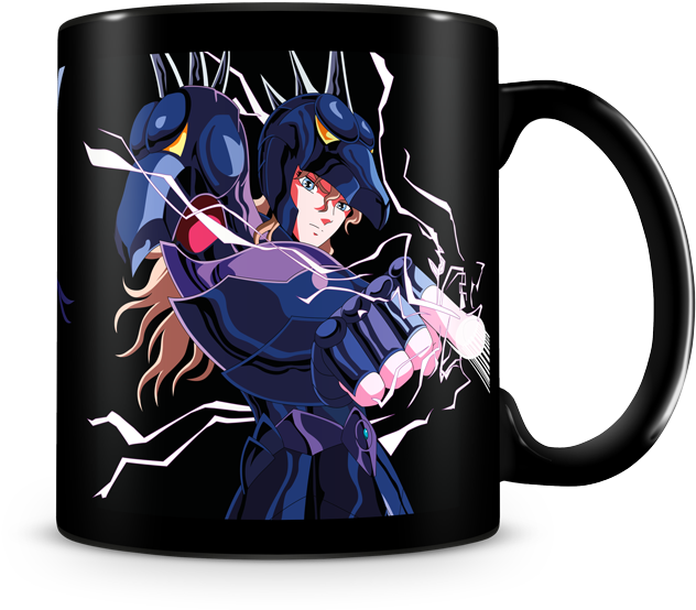 Mug Saint Seiya Asgard Siegfried Taza Negra - Mug (800x660), Png Download