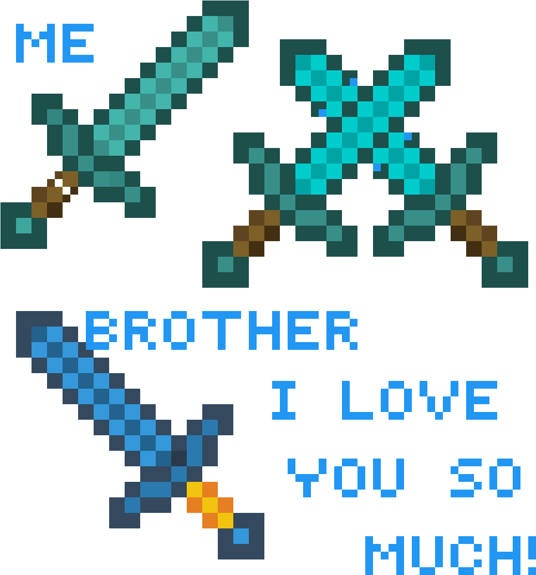 Me And Brother On Minecraft With Swords - Minecraft Diamond Sword (1200x1200), Png Download