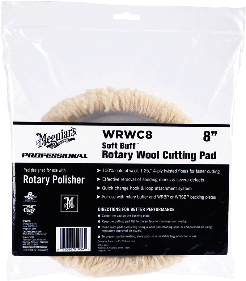 Copyright 2019 Sparkle Auto - Meguiars Wrwc8 8 Soft Buff Rotary Wool Cutting Pad (887x1000), Png Download