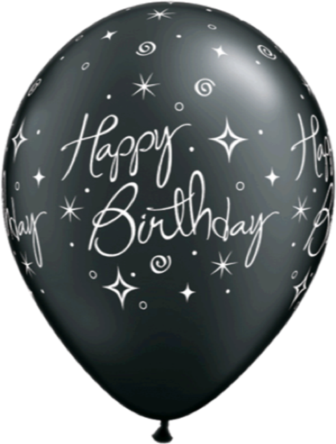 Birthday Elegant Sparkles And Swirls 11r Black/silver - Happy Birthday Latex Balloons (650x650), Png Download