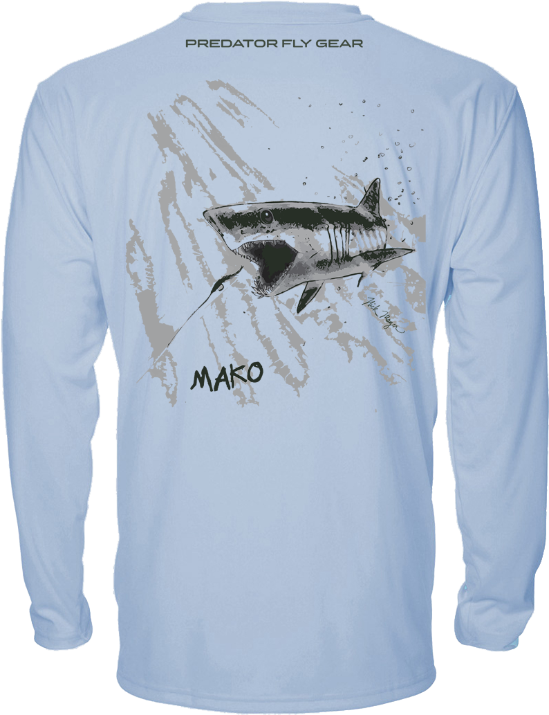 Mako Performance Shirt, Shortfin Mako Shark - Shirt (1001x1144), Png Download