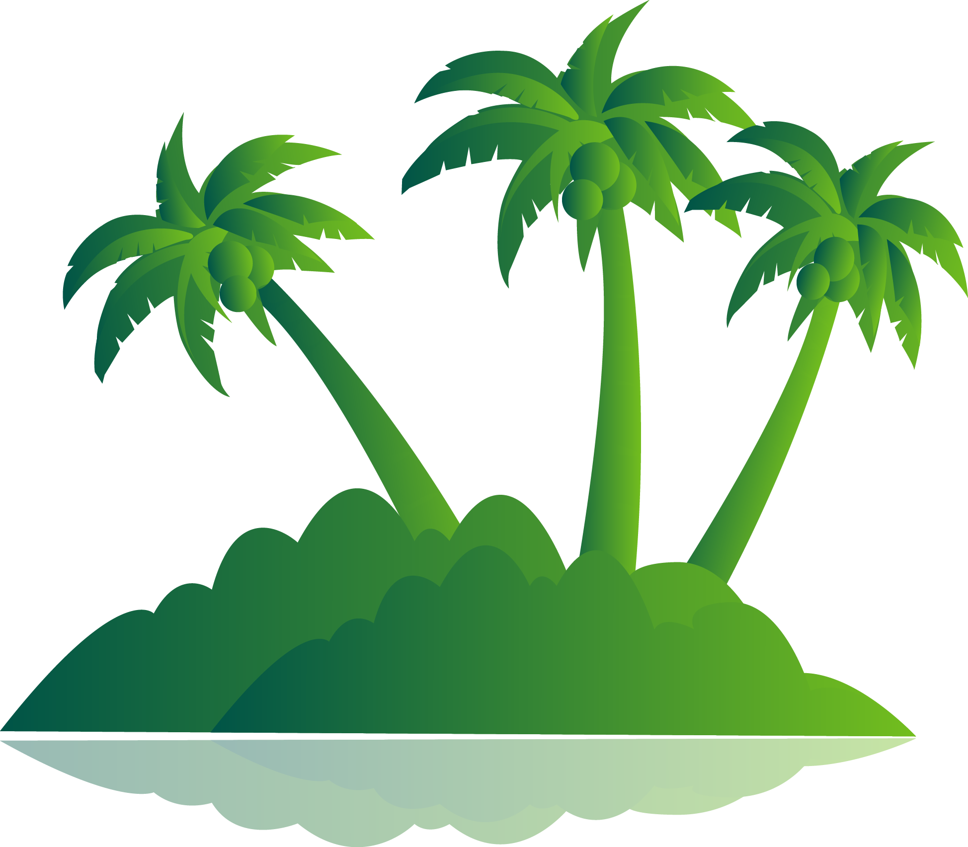 Picture Black And White Library Green Palm Tree Island - Vector Graphics (1948x1705), Png Download