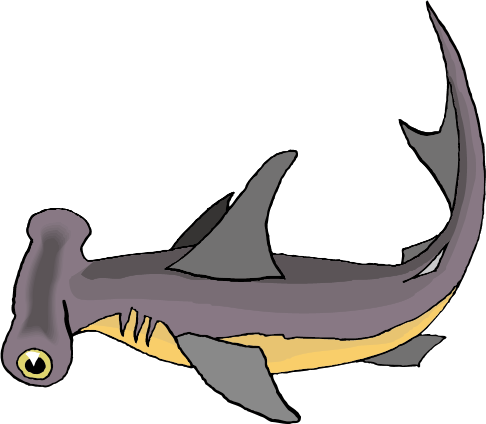 Cute Cartoon Hammerhead Sharks (1033x908), Png Download