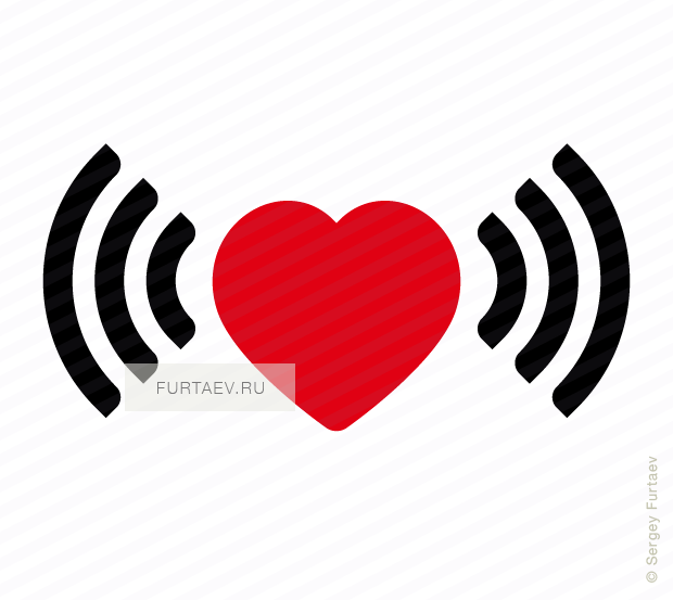 Vector Icon Of Wireless Signal Going From Heart - Wi-fi (620x553), Png Download