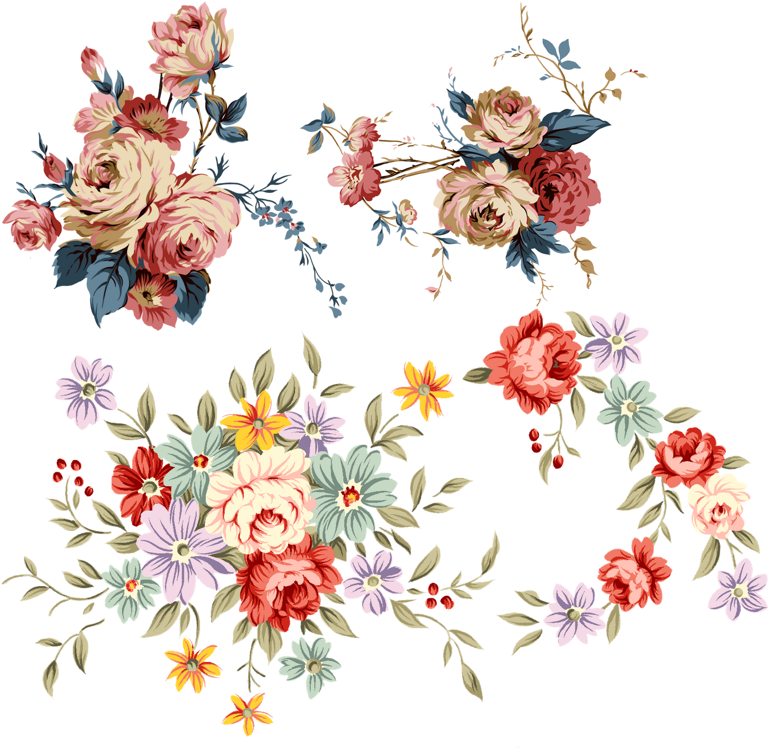 Chinese Flower Png - Victorian Flowers Png (1600x1520), Png Download