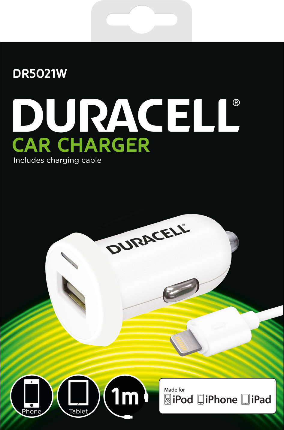 Duracell Usb Billader 5v - Duracell In-car Usb Charger Auto White Mobile Device (1063x1616), Png Download