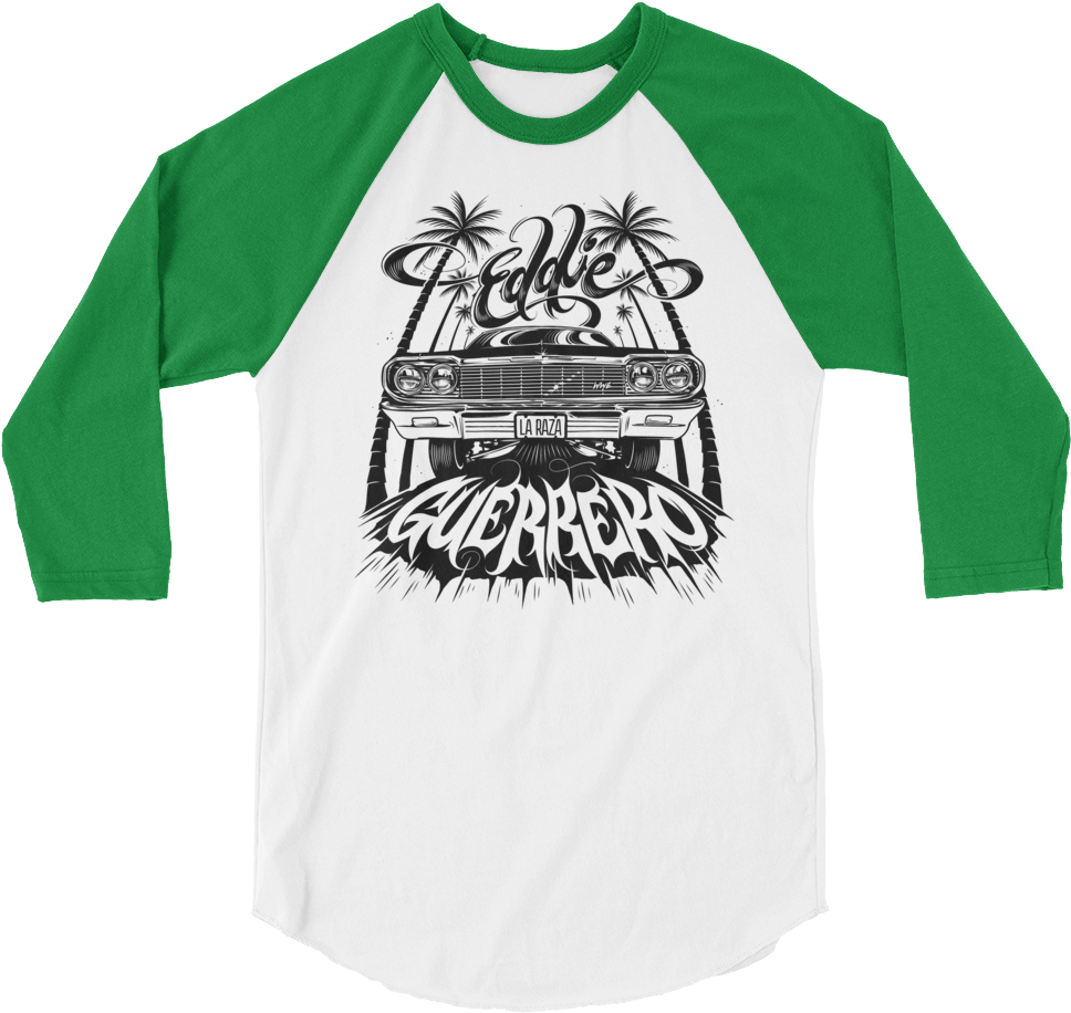 Eddie Guerrero "lowrider" 3/4 Sleeve Raglan T-shirt - Unisex T-shirt (many Colors/sizes) - Pop All Pets.com- (1000x1000), Png Download