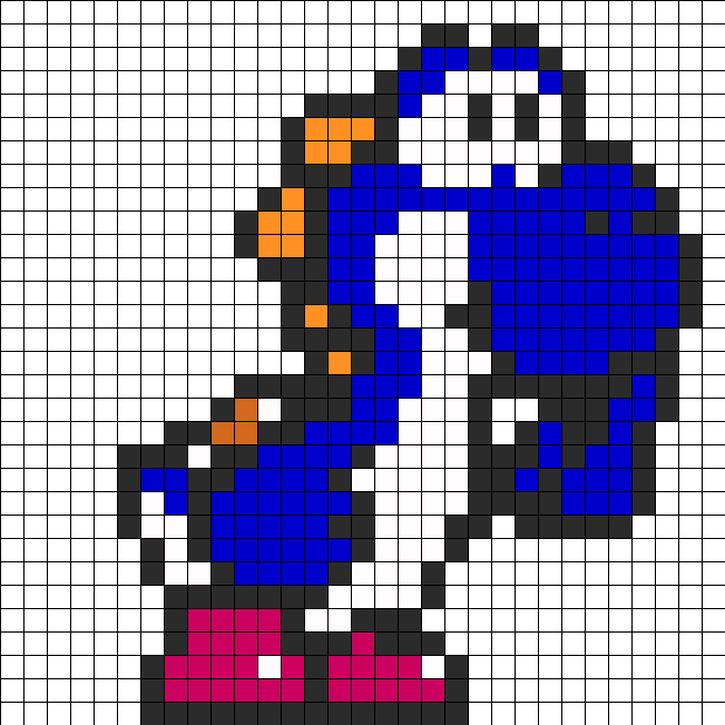 Blue Yoshi Perler Bead Pattern / Bead Sprite - Bloc Loc 9.5" Half Square Triangle Ruler (651x651), Png Download