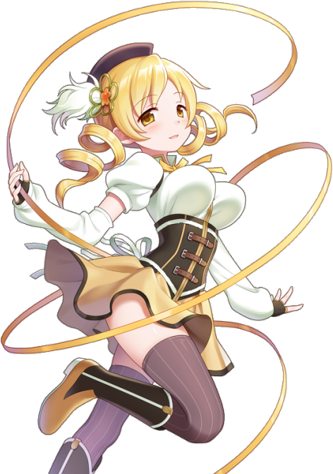 Official Artwork Of Tomoe Mami From The Puella Magi - 巴 マミ ウチ 姫 (500x673), Png Download