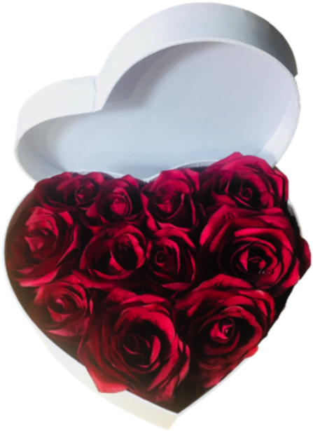 Fresh Red Roses In A Heart Box - British Columbia (600x673), Png Download