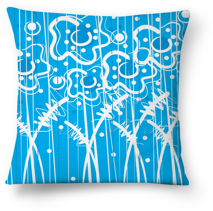 Almofada Flores Em Fundo Azul De Mauricio Brandino - Cushion (800x800), Png Download