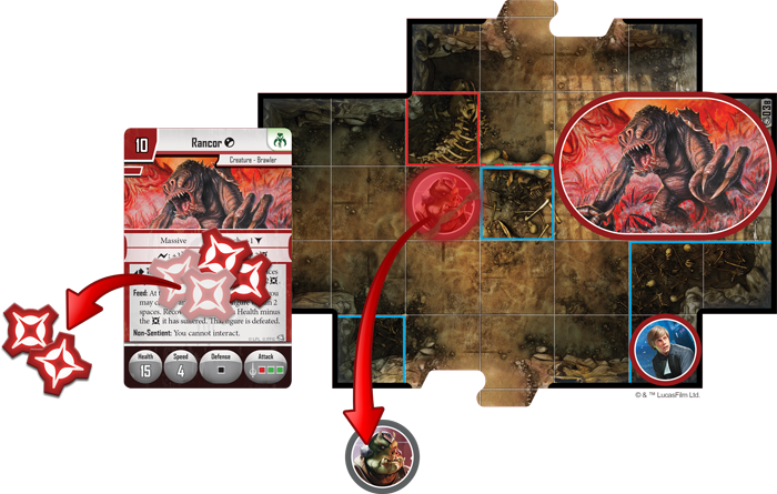 The Rancor Feeds On A Nearby Gamorrean Guard, Recovering - Star Wars Imperial Assault Jabba's Realm (700x445), Png Download