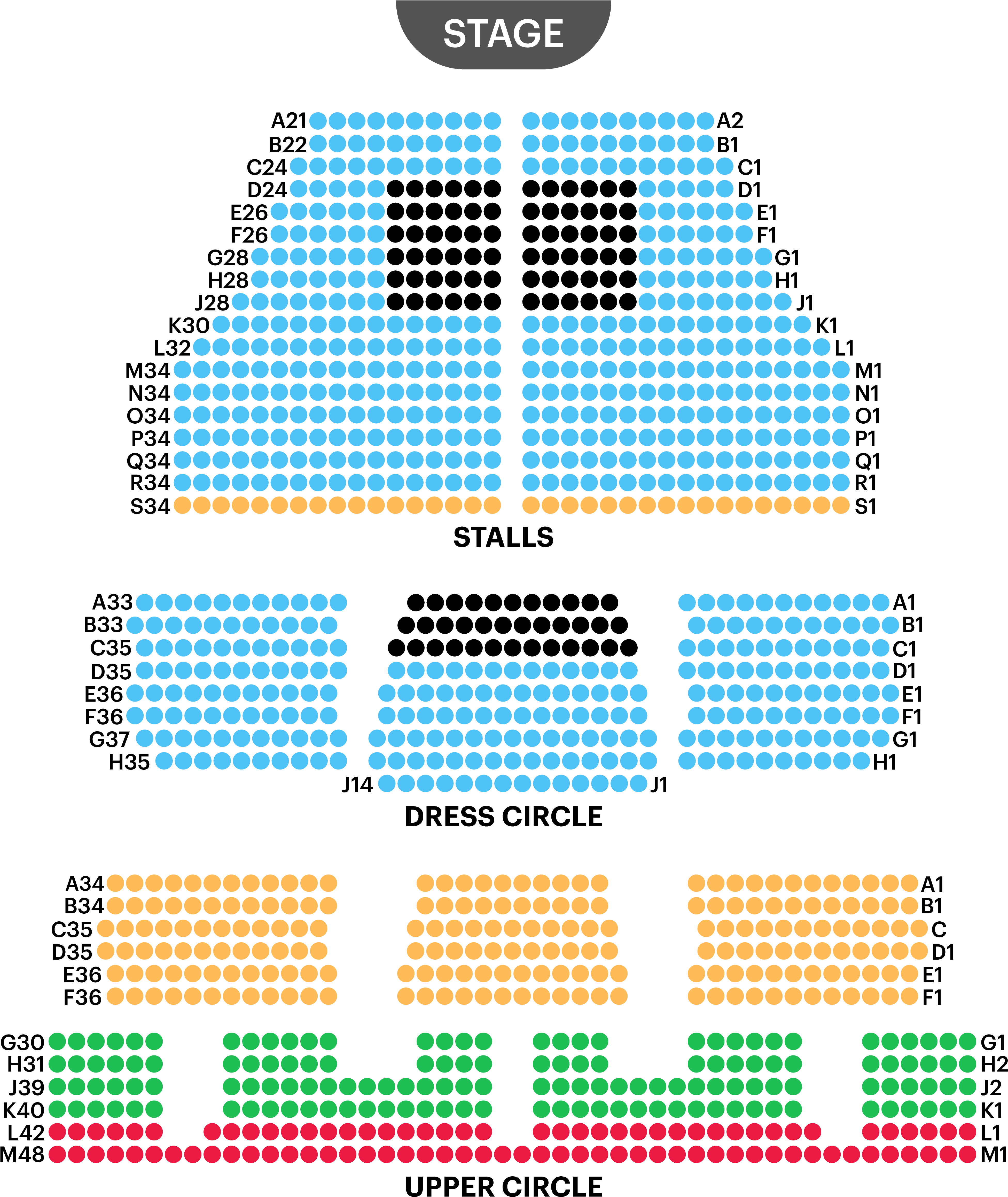 Cambridge Theatre Seating Map - Cambridge Theatre (3958x4706), Png Download