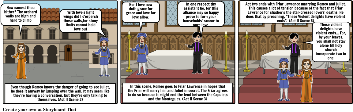 Romeo And Juliet Storyboard - Cartoon (1164x385), Png Download