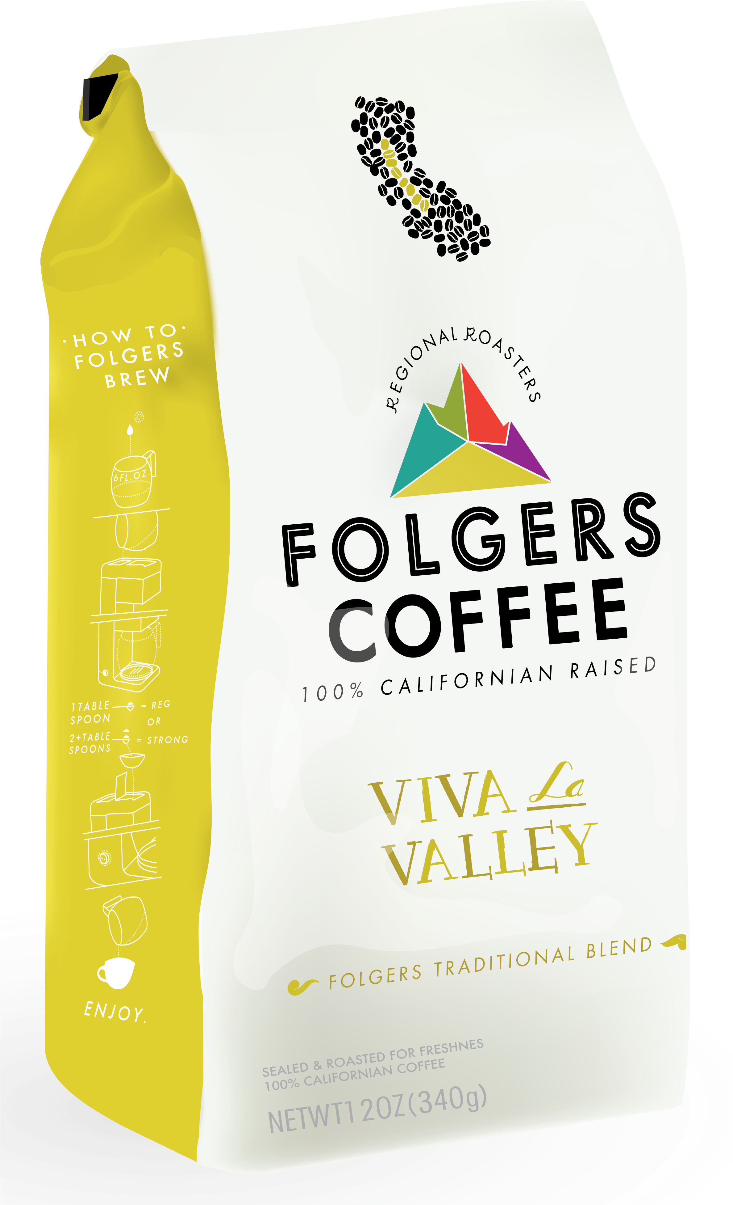 A Complete Rebrand Collateral For Folgers Coffee, Including - Label (2374x3907), Png Download