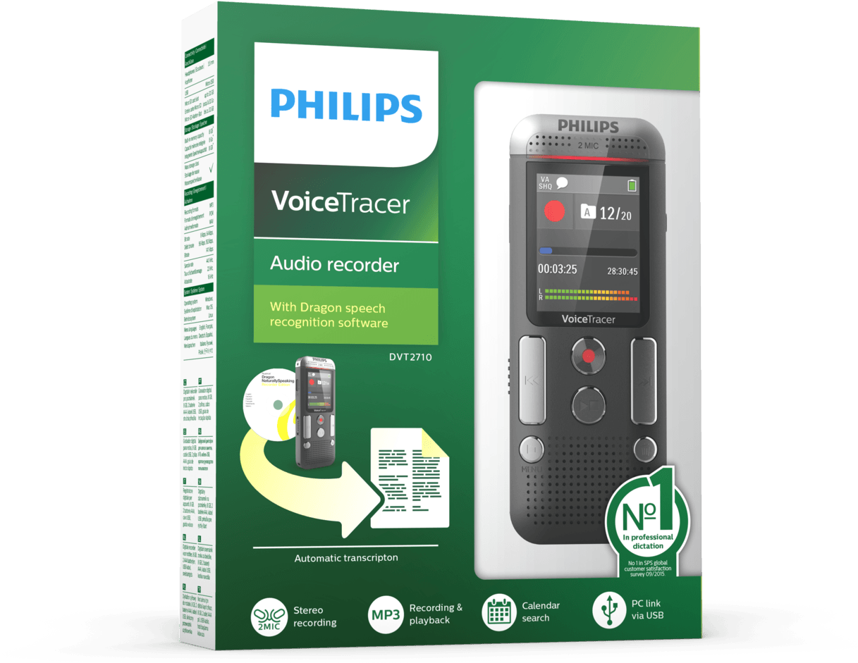 Voicetracer Audio Recorder - Philips Dvt2710/00 Digital Voice Tracer 2710 (1273x1000), Png Download
