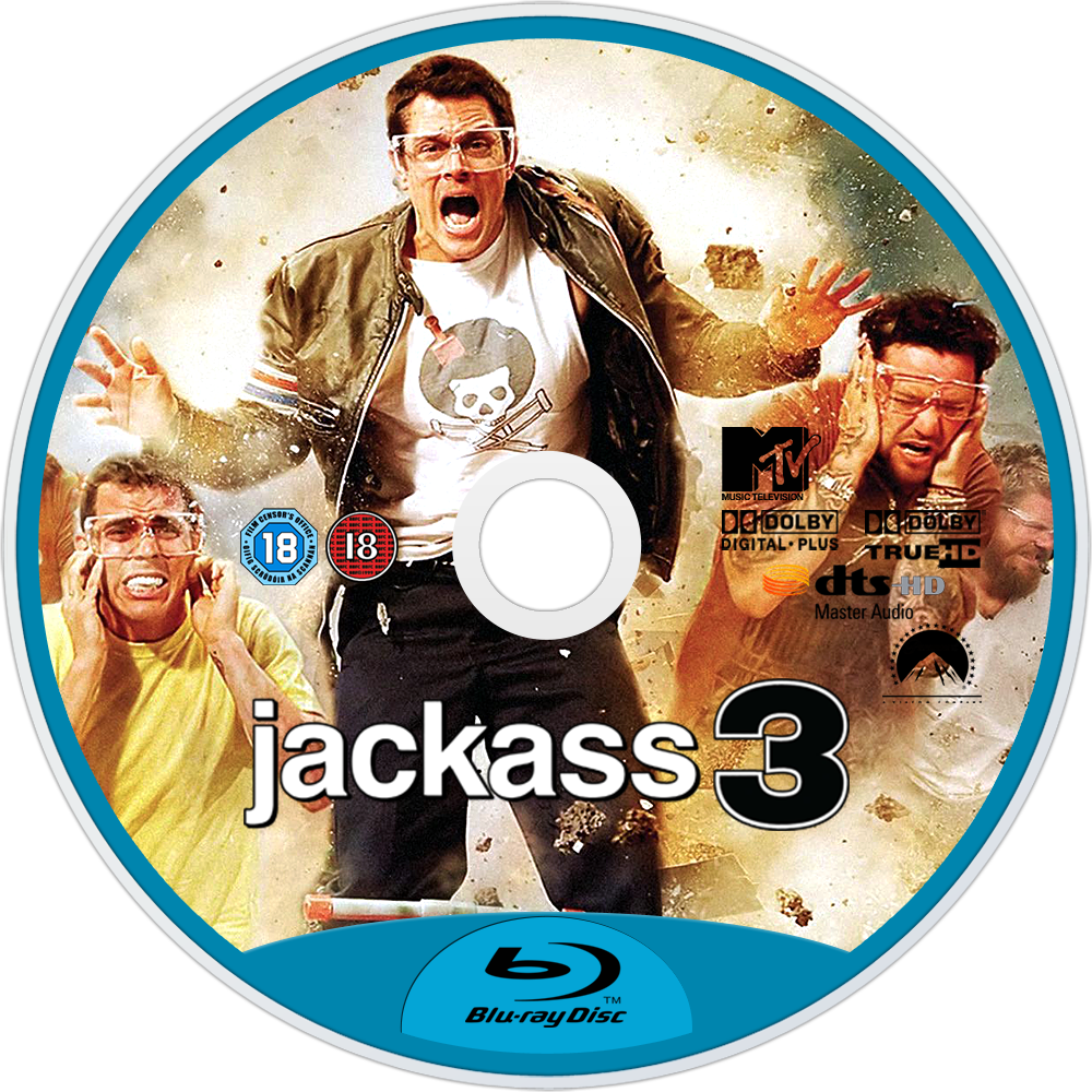 Jackass 3 Bluray Disc Image - Jack Ass 3 Bluray Label (1000x1000), Png Download