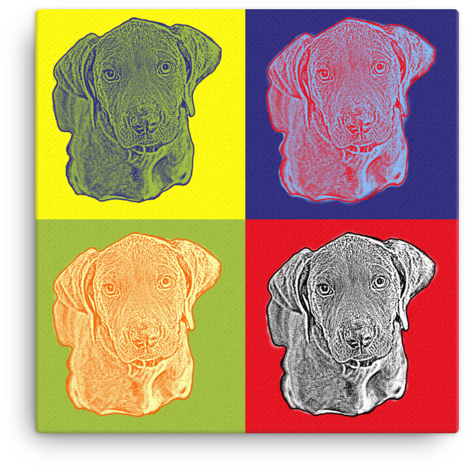 Front View Dog Portrait Pop Art - Andy Warhol (1000x1000), Png Download