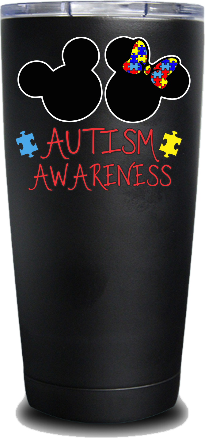 Autism Awareness Mickey & Minnie 20oz Uv Tumbler - Poster (669x1430), Png Download