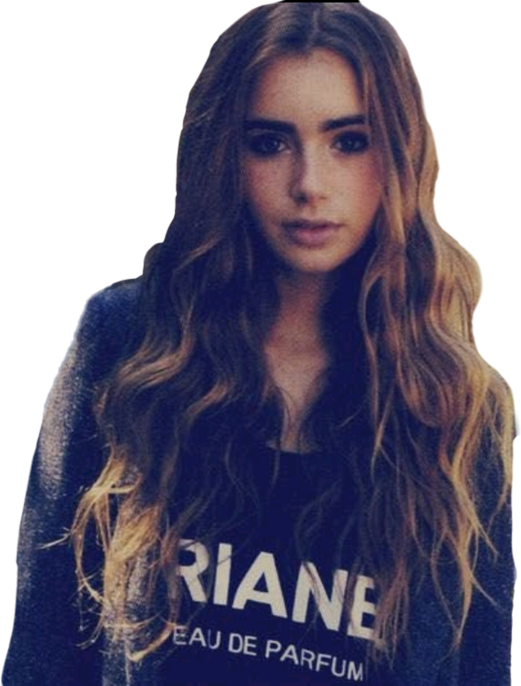 Report Abuse - Lily Collins Long Hair (583x767), Png Download