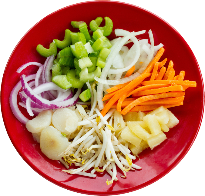 Chicken, Celery, Onions,red Onions, Water Chestnuts, - Nộm (676x647), Png Download