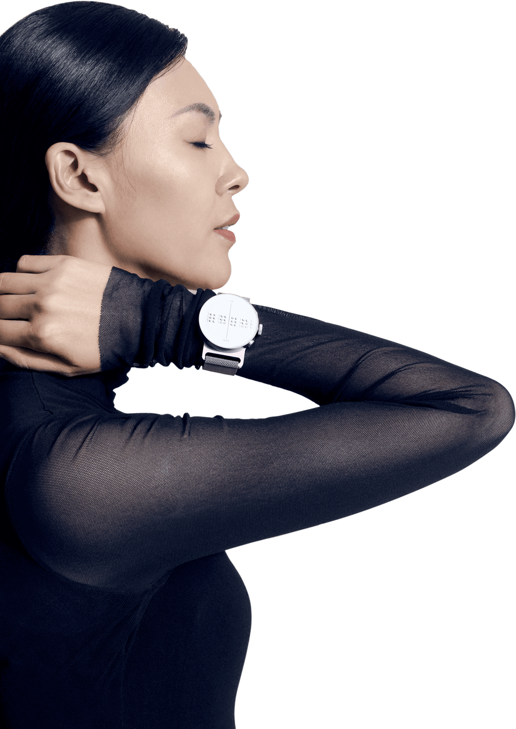 A Woman Wearing A Dot Watch On Her Wrist - Girl (1062x1500), Png Download