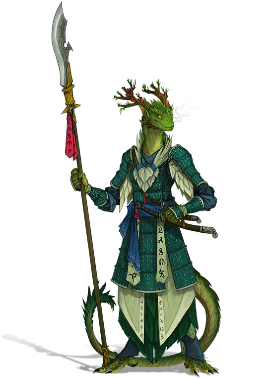 An Image Of A Green Scaled Female Dragonsworn Monk (600x831), Png Download