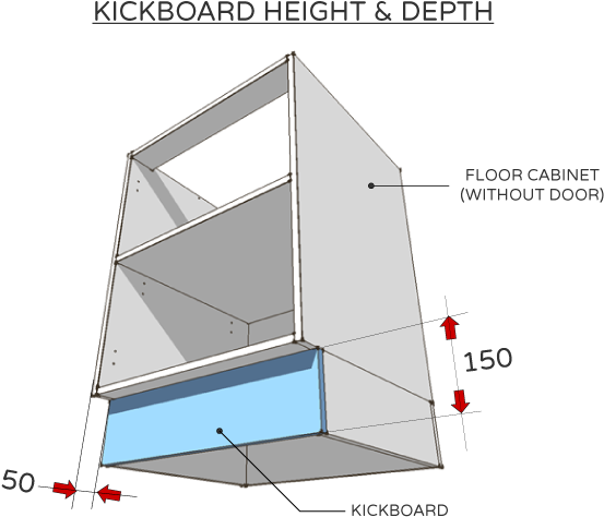 Image Royalty Free Stock Dimension Drawing Kitchen - Kickboard Cabinet (733x518), Png Download