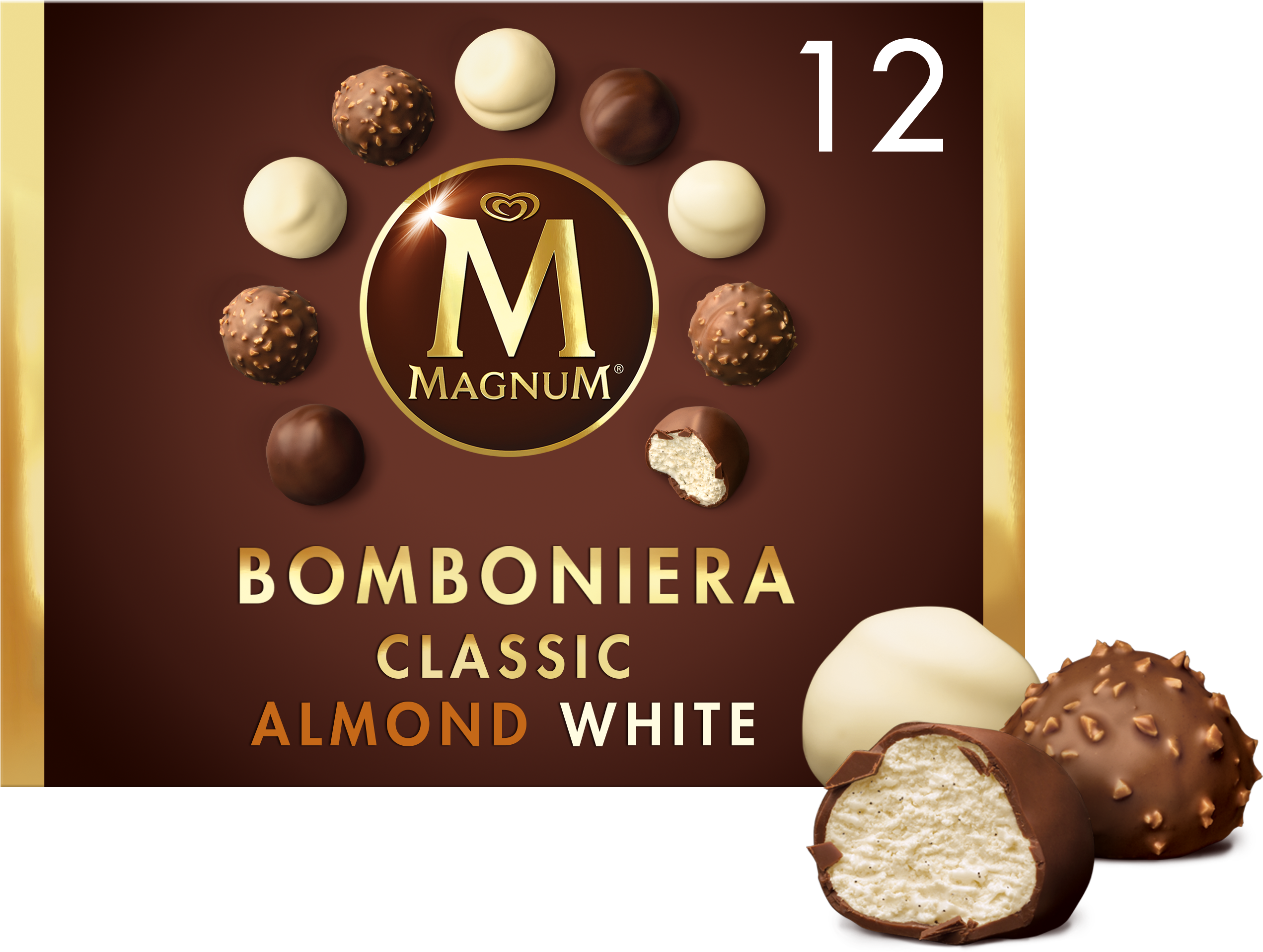 Pack Ice Picture - Magnum Bomboniera Classic, Almond, White Ice Cream (4134x3543), Png Download