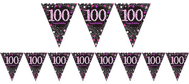 Pink Sparkling Celebration 100 Prismatic Pennant Banner - Prismatic 100th Birthday Pennant Banner - Pink Sparkling (600x816), Png Download