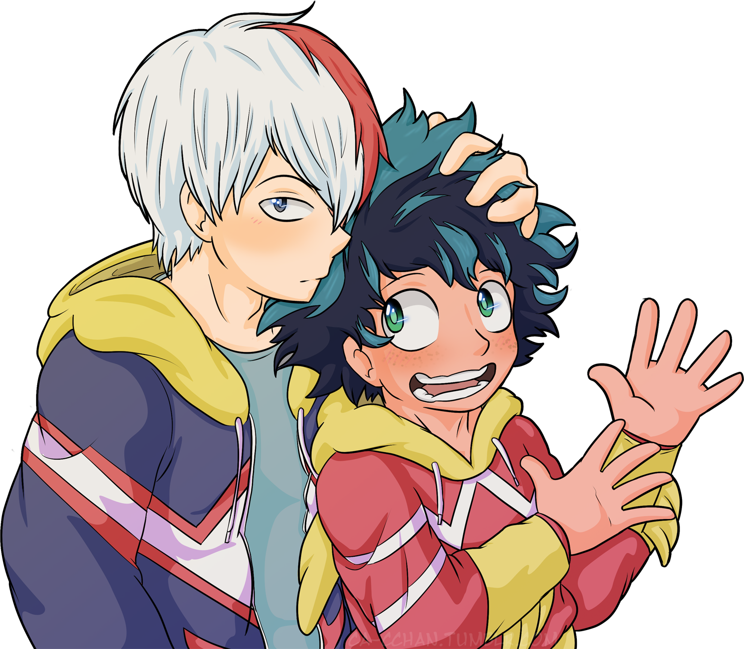 Todoroki Is Very Protective <3 - Cartoon (1500x1309), Png Download