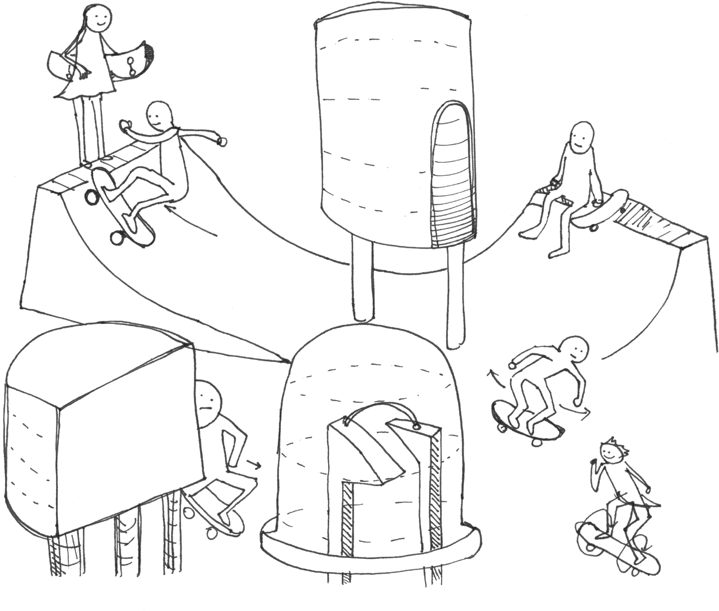 39 1m Skating Circuits 2 13 Jun 2017 - Skateboard Single Line Drawing (1547x1262), Png Download