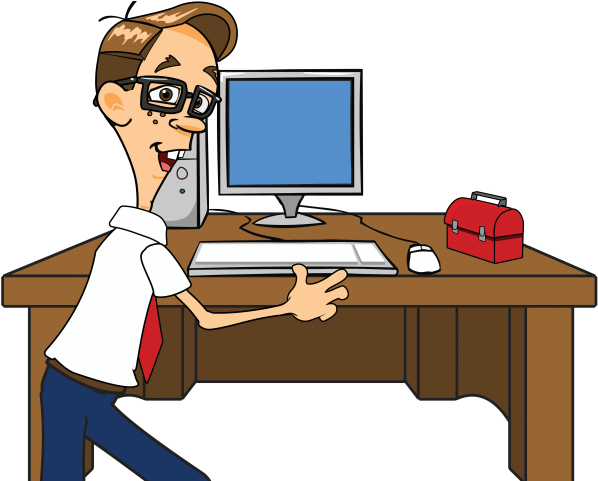 Pc Clipart Computer Nerd - کار کردن با کامپیوتر (640x480), Png Download