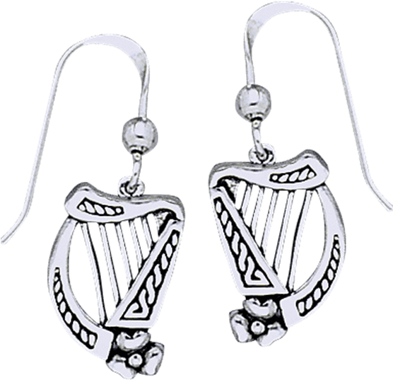 Celtic Shamrock Harp Earrings - "white Bronze Shamrock Harp Stud Earrings" (555x555), Png Download