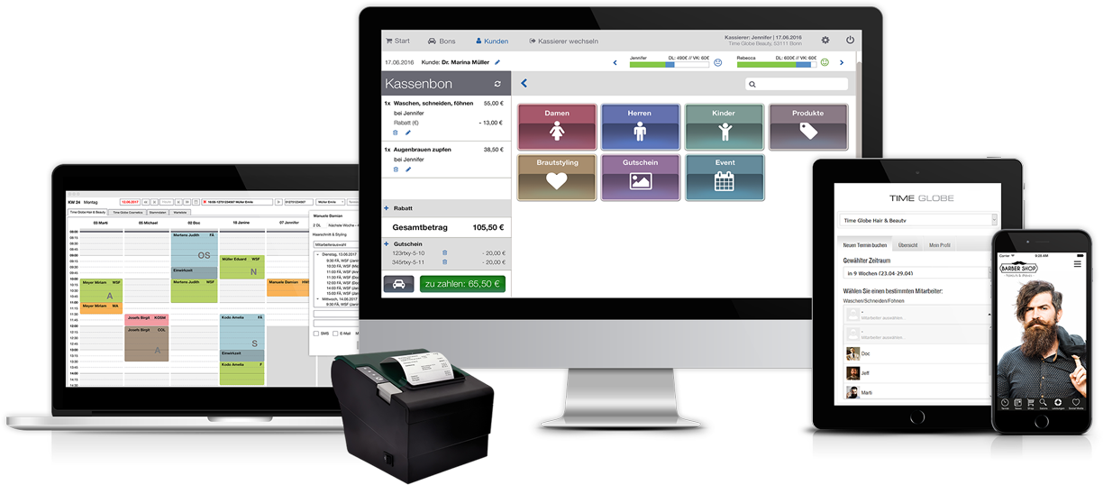 Time Globe Friseursoftware - Mobile App (1500x766), Png Download