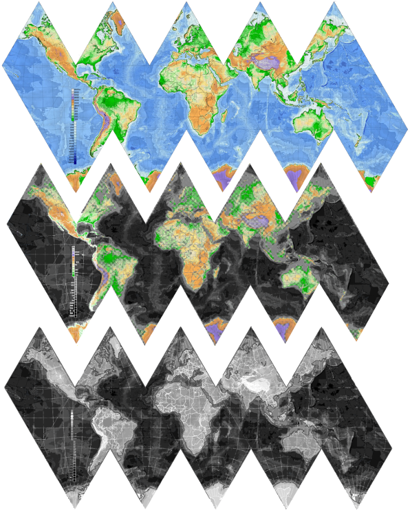 3 Dymaxian Maps Of Earth, Progressing From Color To - Figuras Geometricas Recortables (600x757), Png Download